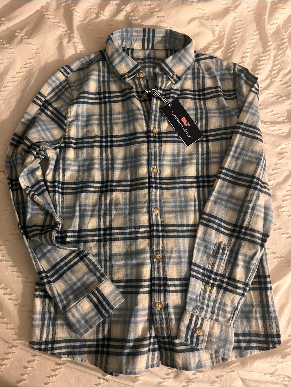 NWT Vineyard Vines Boys Blue Plaid Button-Down Shirt